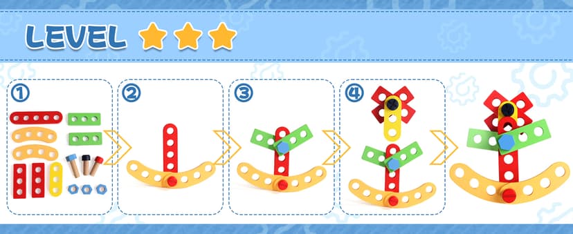 Kids Tool Set with Drill, Educational Montessori Toys for 3 Year Old Boys 44 Pcs STEM Kids Toys Wooden Toddler Tool Set with Apron & Box Christmas Birthday Gifts for 3 4 5 Year Old Boy Girl