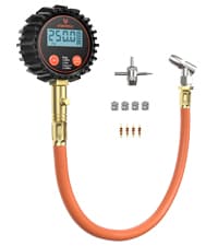 ETENWOLF T300 Digital Tire Pressure Gauge 3-200 PSI, Industrial Tire Gauge Calibrated to ANSI B40.7 Grade 2A(Plus-Minus 0.5%), Replaceable AAA Batteries (Vivid Orange)