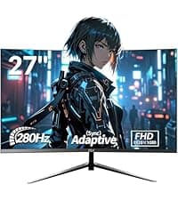 ZZA 32 Inch Curved Gaming Monitor, QHD 2560x1440, Ultra 300Hz & 240Hz Refresh Rate, Computer Monitor VA Panel,1500R, 1ms, HDR, AMD FreeSync Premium, NVIDIA G-SYNC Compatible