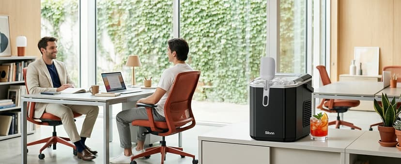 Silonn Ice Maker Countertop, Portable Ice Machine with Carry Handle, Self-Cleaning Ice Makers with Basket and Scoop, 9 Cubes in 6 Mins, 26 lbs per Day, Ideal for Home, Kitchen, Camping, RV