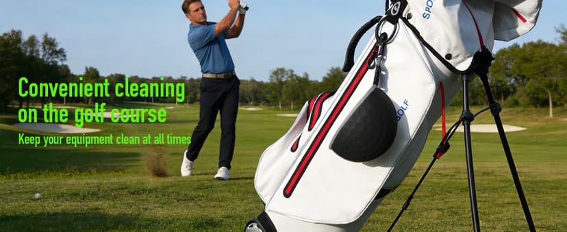 GAIARENA Golf Cleaning Bag Pouch Golf Ball Washer Club Cleaner with Scrub and Wipe Cloth Gifts Ideas for Golfers On-Course Golf Accessories B0GCX81D1Y