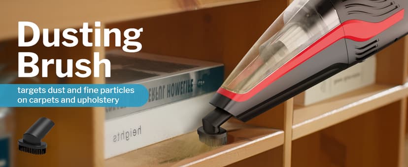 Pet Hair Handheld Vacuum Cordless, Car Vacuum Rechargeable with Reusable Filters, Motorized Brush and Multi-Accessories for Carpet, Couch & Stairs, Red, 17.0"X 4.6"X 6.6"