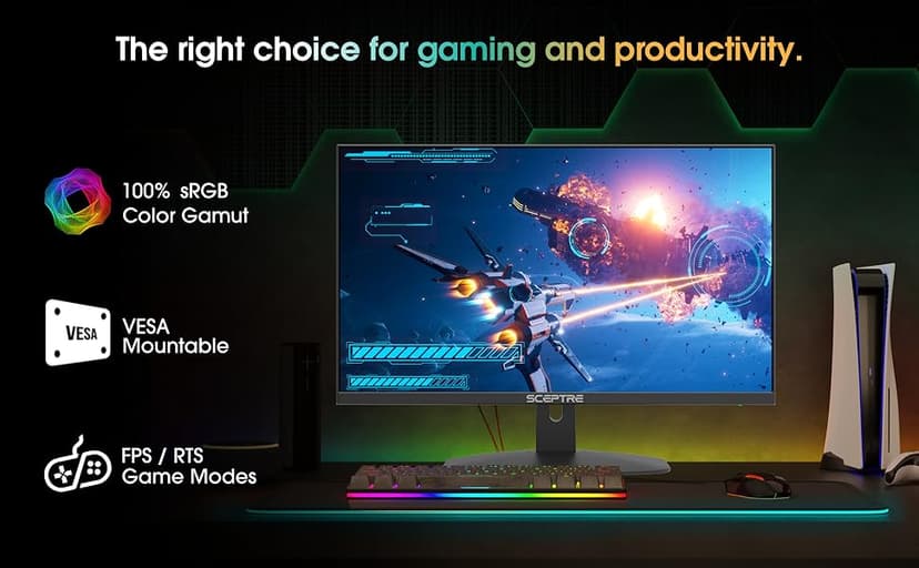 New! Sceptre 27-inch Gaming Monitor 100Hz 1ms DisplayPort HDMI x2 100% sRGB AMD FreeSync Build-in Speakers, Eye Care Frameless Machine Black 2025 (E275W-FW100T Series)