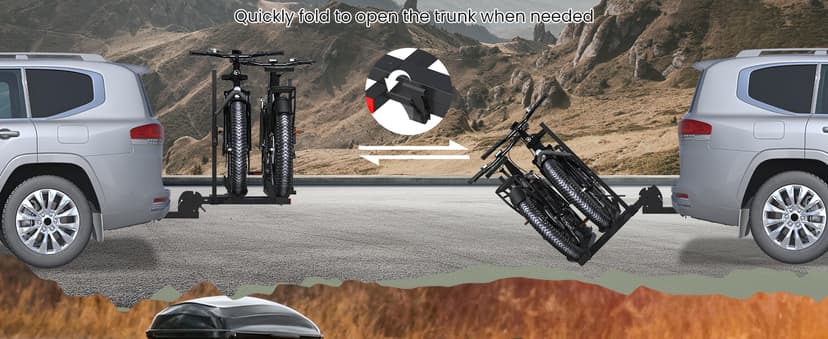 Bike Rack for Car,200lbs Capacity for 2 EBike with Anti Theft Lock Foldable Tilt Design Hitch Bike Rack,Up to 5-Inch Fat Tire for 2'' Receiver