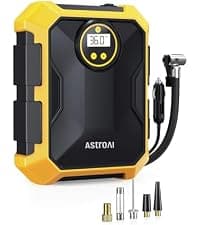 9.8Ft Cord Digital Gauge Auto ShutOff LED Light Fast Inflation Air Pump for Car Tires Bike Ball Motorcycle Inflatables Yellow AstroAI Tire Inflator Portable Air Compressor 12V DC Integrated Storage B097B6X669
