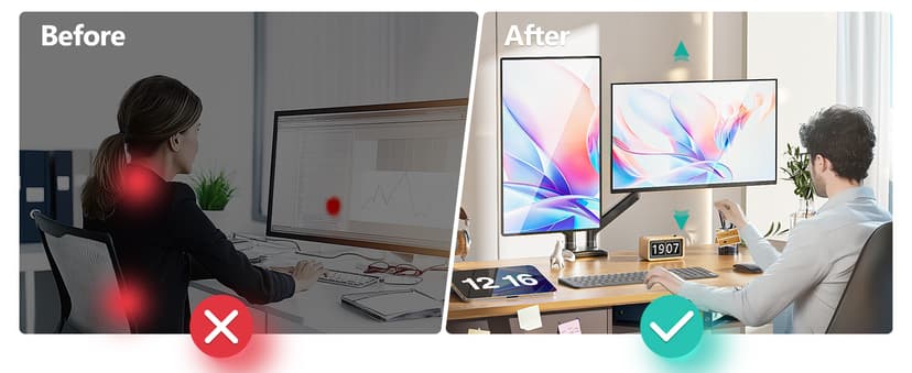 WALI Dual Monitor Stand for 13-32 inch Computer Screens, Dual Monitor Arms for 2 Monitors Holds up to 22 lbs, Height Adjustable Dual Monitors Mount, VESA 75x75/100x100mm (GSMP002N), Black