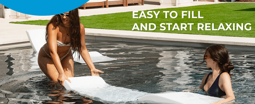 Aqua Outdoors Pool Chaise Lounge Chairs for Ledge & Shelf, Water-Weighted Pool Lounger for Depths Up to 9”, No Screw Plugs & Tools Needed, Classic White Ledge Lounger, Set of 2