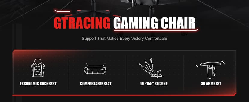 GTRACING Gaming Chair Racing Office Computer Ergonomic Video Game Chair Backrest and Seat Height Adjustable Swivel Recliner with Headrest and Lumbar Pillow Esports Chair (Dark Black)