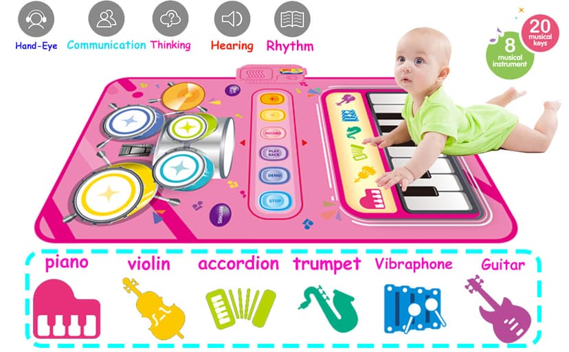 Toys for 1 Year Old Girl Gifts,2 in 1 Piano Mat Montessori Toys for 1 2 Year Old Girl,Educational Musical Toy First Birthday Gifts for 1 2 3 Year Old Girls,Christmas Stocking Stuffers for Toddler Girl