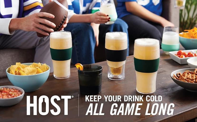 Host Freeze Beer Glasses, Freezable Beer Gifts for Men, Double Wall Insulated Pint Set, Tumbler for Cold Drinks, 16, Set of 2, Gray