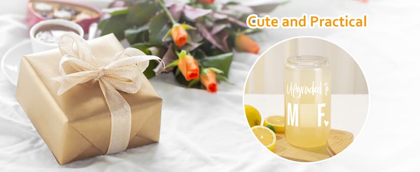 Fairy's Gift New Mom 16 oz Glass Cup with Lid Straw, Funny New Mom Gifts for Women, Christmas Birthday, Postpartum, Pregnancy Gifts for Expecting Mommy, Pregnant Women, Mother to Be, First Time Mommy