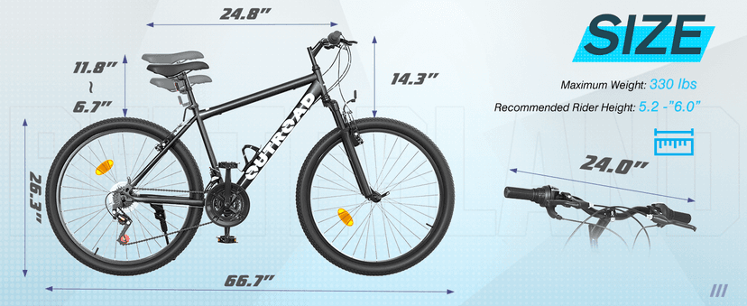 Betterland 26 Inch Mountain Bike, 7-Speed Adult Bike with Dual V Brakes, Outdoor Cycling Bike with High Carbon Steel Frame and Front Suspension, Adjustable Ergonomic Seat for Bicycle