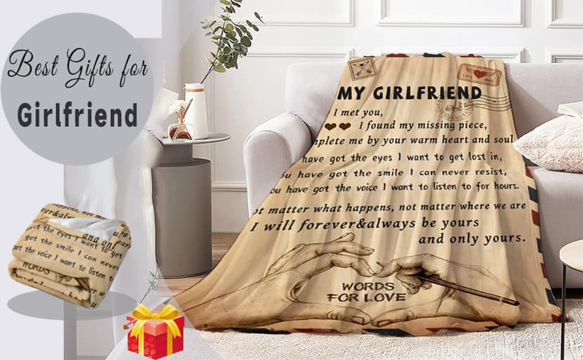 Gifts for Girlfriend to My Girlfriend Blanket Romantic Gifts for Her I Love You Throw Blankets Birthday Anniversary Blankets for Bed Sofa 50"x60"