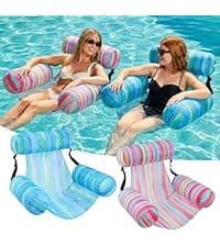 Inflatable Pool Float Chair - 2 Pack Pool Floats Adult Heavy Duty, Water Floating Lounge Chairs, Blow up Floaties Adults for Summer Fun Party Lake Beach