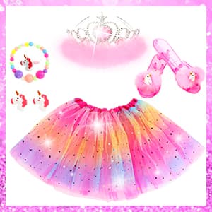 Toddler Dress Up Clothes Shoes Jewelry Set, Princess Costume Include Unicorn Mermaid, Pretend Play for Little Girls Age 3-6 HAMSILY Princess Dress Up for Girl 3 4 5 6 Years Old Birthday Gifts Toys B0B6FTH2HD