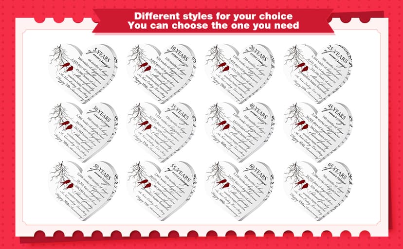 Qunclay 50th Years of Marriage Gift Wedding Anniversary Souvenir Heart Marriage Keepsake Decoration Present for Couple Parent Women Mom Husband Wife He She Friend Grandparents