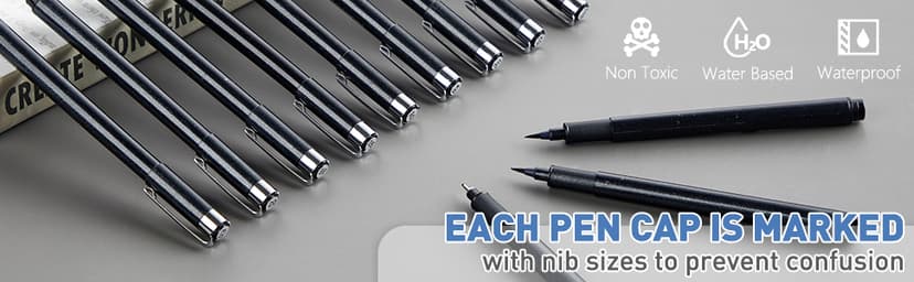 YISAN Drawing Art Pens,Micro Fineliner Pens,Fine Tip Manga Markers for Artist Sketch Technical,Black,12 Set,902195