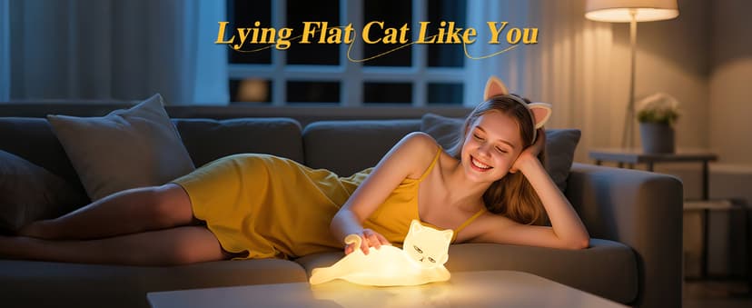 Lying Cat Lamp Funny Gifts, 16 Colors+5 Dimming+Silicone Random Stuff, Touch+Remote+Recharge Night Light, Unique Cool Lamp,Cute Weird Stuff, Squishy Cat White Elephant Gifts for Women/Men/Teens/Kids B0CH9K8NST