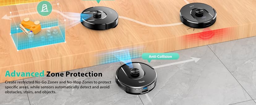 Tikom Robot Vacuum and Mop, 6000Pa Robotic Vacuum Cleaner with Self-Emptying Base, 90 Days Capacity, LiDAR Navigation, Home Mapping, Ideal for Pet Hair, Hard Floors, Carpet (L8000 Plus)