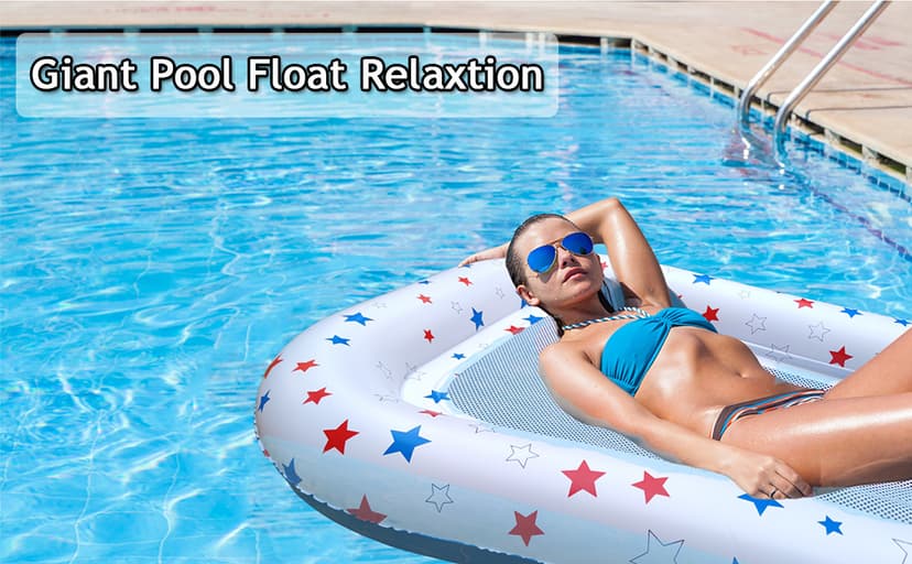 Pool Float Lounge Extra-Large Cooling Mesh Inflatable Raft with Cup Holder Ultra-Comfort Cooling Floating Lounger for Adults Beach Pool Lake Parties Summer Relaxation Essential