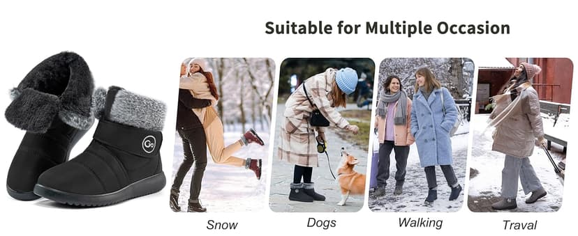 Reimferce Womens Snow Boots for Winter: Comfortable & Warm for All Day Wear - Waterproof Non Slip Booties for Commute Outdoor Walking