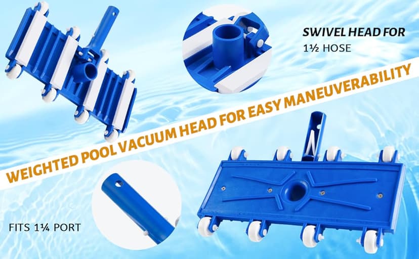 Pool Vacuum Head with Wheels, Flexible Swimming Pool Vacuum Head with Swivel, Pool Cleaner Vac Head, 14''Heavy Duty Head for Inground & Above Ground Pool