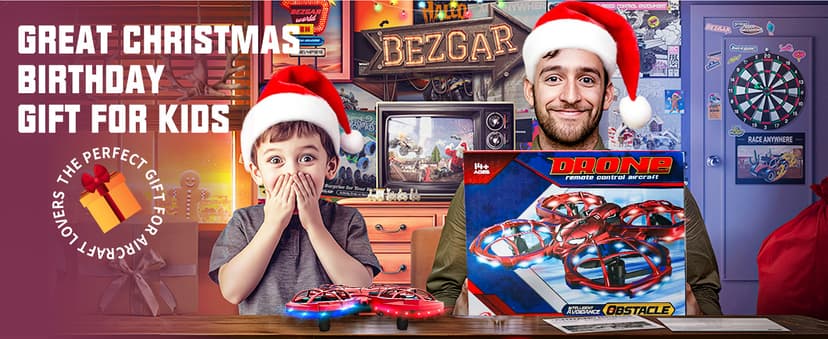 BEZGAR Mini Drone Easy to fly Beginner, LED Remote Control Drones, RC Quadcopter with Auto Hovering, 3 Speed Mode, 360° Flips Stunt, Headless Mode, Obstacle Avoidance, Birthday Gifts for Kids 8-12