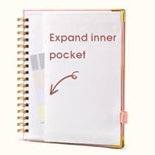 Hardcover Spiral Notebook journal with Removable Dividers Tabs, 300 Pages Leather 5 Subject Notebook College Ruled, 8"x10" Large B5 Notebooks for Work School Note taking, Lined Journal for Women,Pink B0D44Y2NSF