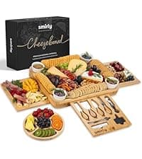 SMIRLY Charcuterie Board Set - Large Bamboo Cheese Board for Serving - House Warming Gifts New Home, Wedding & Bridal Shower Gift, Birthday Gift for Women