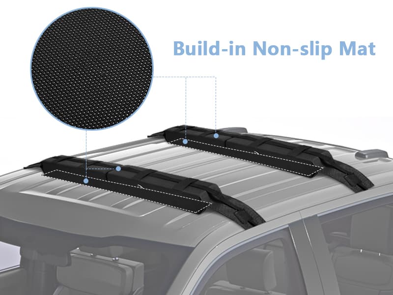 WOOWAVE Folding Kayak Soft Roof Rack Pads Universal Kayak Carrier Car Rack with 4 Tie Down Straps, 2 Tie Down Rope, 4 Carabiner, 2 Quick Loop Strap and Storage Bag for Canoe/Surfboard/Paddleboard/SUP