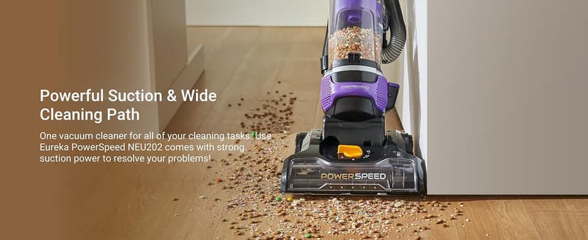 Eureka Powerful Lightweight Upright Vacuum Carpet and Floor, PowerSpeed NEU202 with Automatic Cord Rewind, Purple