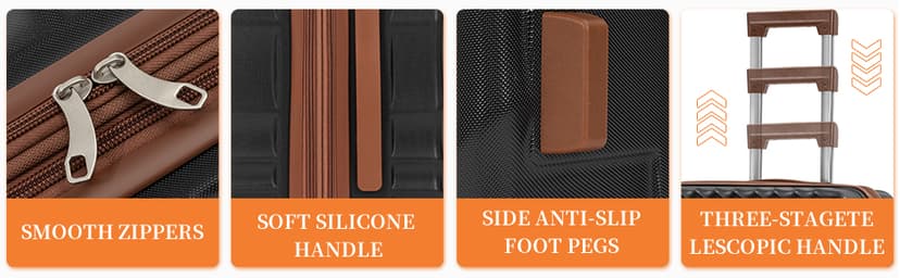 Rosamo 5 piece Luggage Set Expandable Suitcase 22x14x9 Airline Approved Carry on, ABS Hard Case Suitcases with Spinner Wheels, TSA Lock (Pink)