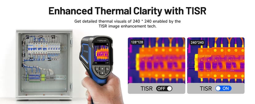 TOPDON TC004 Mini Thermal Imaging Camera, 240 x 240 TISR Resolution, 15-Hour Battery Life, 128 x 128 IR Resolution, 25Hz Handheld Infrared Camera with High/Low Temp Alerts, Auto Shutdown- Blue