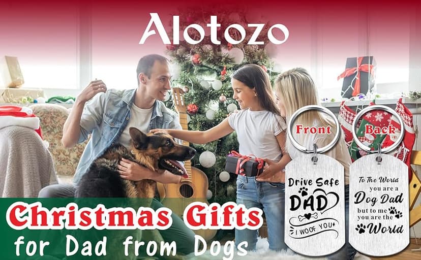 Alotozo Dog Dad Gifts for Men - Christmas Gifts from Dogs to Daddy - Drive Safe Dad Keychain - From Puppy to Daddy Stocking Stuffer - Dog Lover Gift for Father