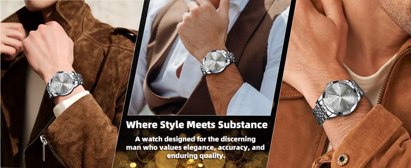 OLEVS Mens Silver Watches Luxury Waterproof Silver Watch for Men Analog Quartz Stainless Steel Men's Dress Watches Classic Casual Wrist Watch Large Face with Date Relojes para Hombres
