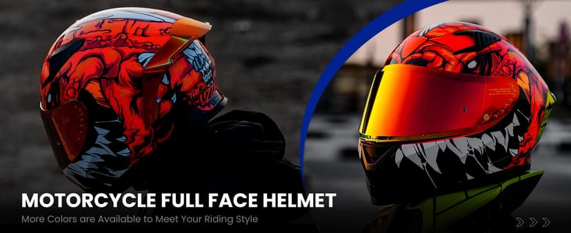 ILM Motorcycle Helmet Full Face with Pinlock Compatible Clear&Tinted Visors and Fins Street Bike Motocross Casco DOT Model Z501(Surprise Yellow, Large)