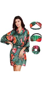 EPLAZA Women's One Size Silver Rhinestones Bride Bridesmaid Short Satin Robes for Wedding Party Getting Ready