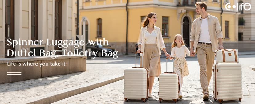 Coolife Suitcase Set 3 Piece Luggage Set Carry On Hardside Luggage with TSA Lock Spinner Wheels (White, 5 piece set)