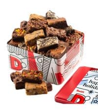 David's Cookies Merry Christmas Assorted Brownies & Crumb Cake Gift Tin 16pcs - Delicious, Fresh Baked Snacks, Gourmet Chocolate Fudge Slices, Brownies, Ideal Gift for Christmas Holidays