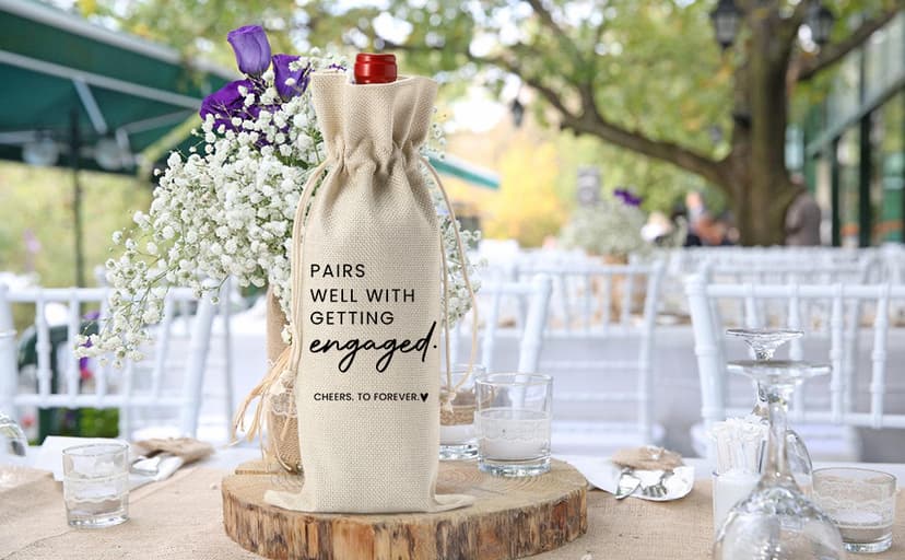 FBCCZEY Engaged Gifts, Engagement Gifts for Couples Her, Engagement Party Decorations Gifts for Engaged Couple Wine Bag, Pairs Well with Getting Engaged Wine Bottle Bag