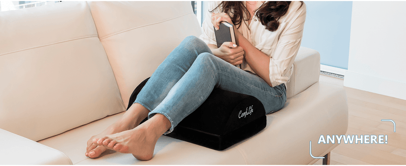 ComfiLife Foot Rest for Under Desk at Work – Adjustable Height Memory Foam Foot Stool for Under Desk, Office Chair & Gaming Chair – Ergonomic Footrest for Back & Hip Pain Relief (Black)