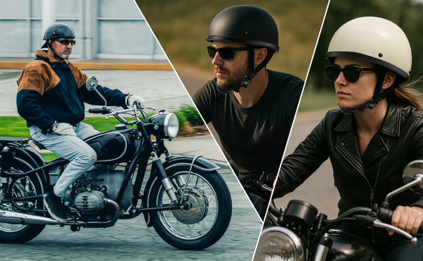 Retro Style Motorcycle Half Helmet - Classic Design Half Motorcycle Helmet, DOT Certified