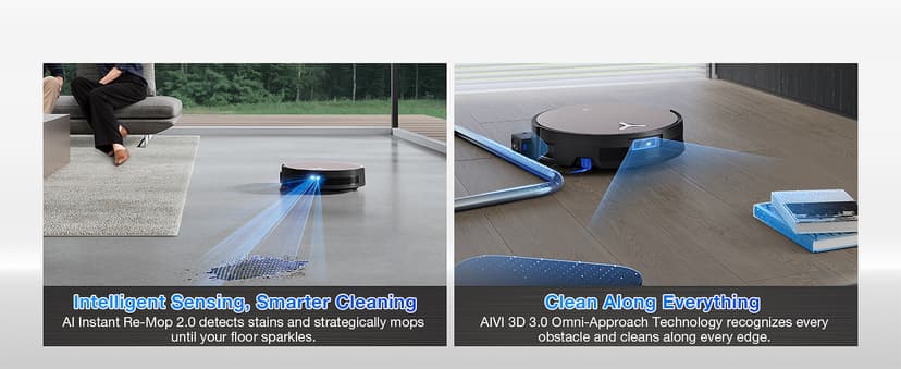 ECOVACS DEEBOT X11 OmniCyclone Robot Vacuum and Mop, PowerBoost Charging, OZMO Roller 2.0 Instant Self-Washing Mop, 19,500Pa Blast Suction, Bagless OmniCyclone Station, AIVI 3D Smart Navigation