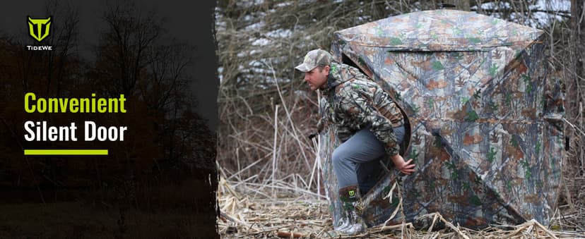 TIDEWE Hunting Blind 270°See Through with Carrying Bag for Turkey Hunting, Pop Up Ground Blinds, Portable Resilient Hunting Tent