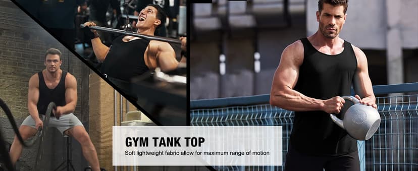 COOFANDY Men's 3 Pack Quick Dry Workout Tank Top Gym Muscle Tee Fitness Bodybuilding Sleeveless T Shirt
