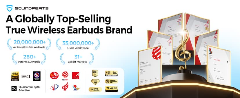 SOUNDPEATS C30 Hybrid ANC Earbuds with LDAC Hi-Res Audio, 52H Playtime -52dB Adaptive Noise Cancelling Wireless Earbuds, 6-Mic Clear Call, 12mm Driver, Bluetooth 6.0, Multi-Point, IP54 for Work/Travel