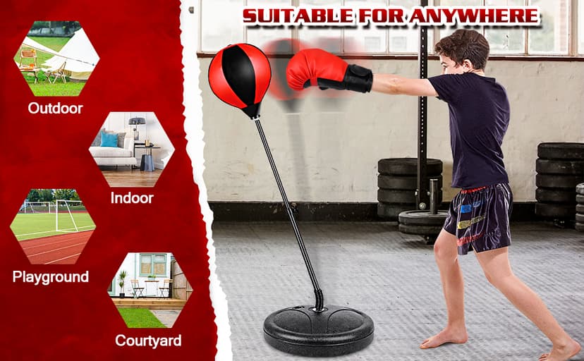 Punching Bag for Ages 3 4 5 6 7 8+ Years Old Kids, Boxing Bag Set Toy with Boxing Gloves, Height Adjustable Punching Bag, Sport Toy for Boys & Girls, Ideal Christmas Birthday Gift for Kids