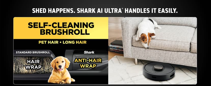 Shark AV2501AE AI Robot Vacuum with XL HEPA Self-Empty Base, Bagless, 60-Day Capacity, LIDAR Navigation, Perfect for Pet Hair, Compatible with Alexa, Wi-Fi Connected, Carpet & Hard Floor, Black