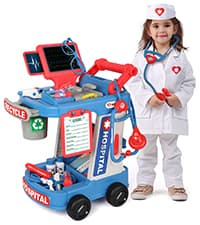 Kids Doctor Playset with Cart, Costume & Stethoscope, Role Play, Pretend Play Medical Toys, Birthday Gift Liberry Toddlers Doctor Kit Toy for Girls Boys Ages 2 3 4 5, Blue B0BYNC6XMQ