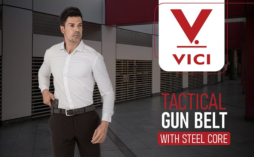 VICI Tactical Men's Steel Core Leather Gun Belt for Concealed Carry